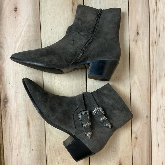 Frye Shoes - FRYE Ellen Gray Suede Western Short Boots Sz 8.5